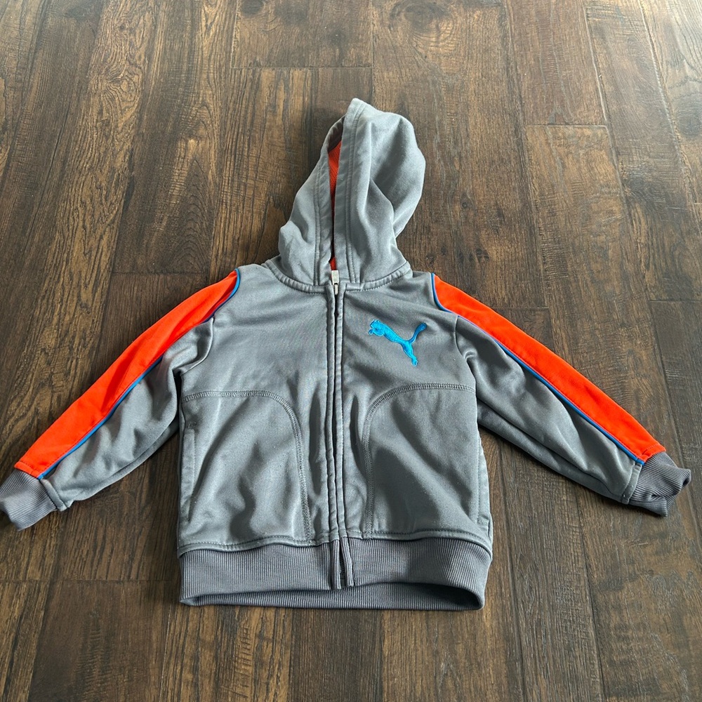Puma Kids Gray and Orange Hoodie